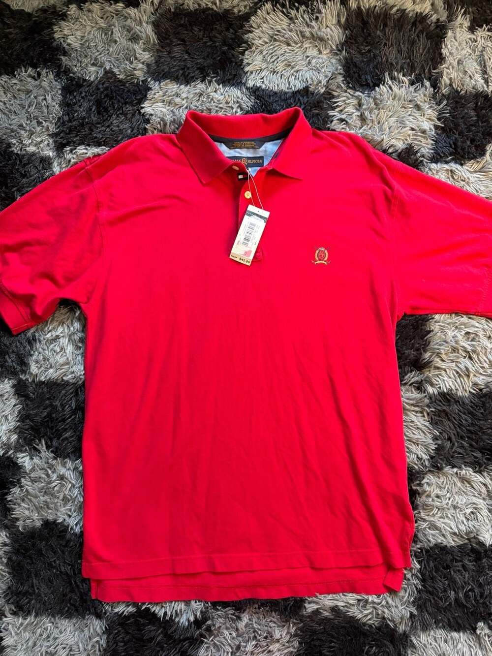 Vintage NWT Tommy Hilfiger Golf Red Polo Shirt Size L